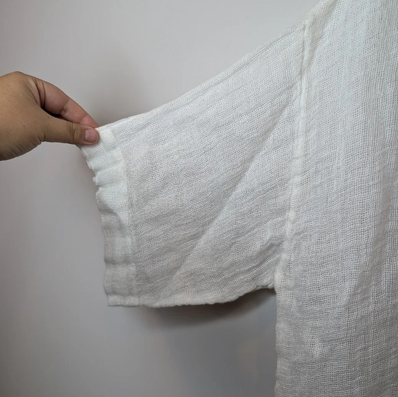 J. Jill Pure Jill Linen Airy Weave Oversized Kimono Top S Lagenlook Boho  White - Picture 4 of 9